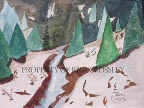 Mountain Stream - Acrylic on Canvas -11” x 14” - available - Painting by Rita Crossley
