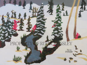 Winter Stream  - Acrylic on canvas -11” X 14” - available - Painting by Rita Crossley