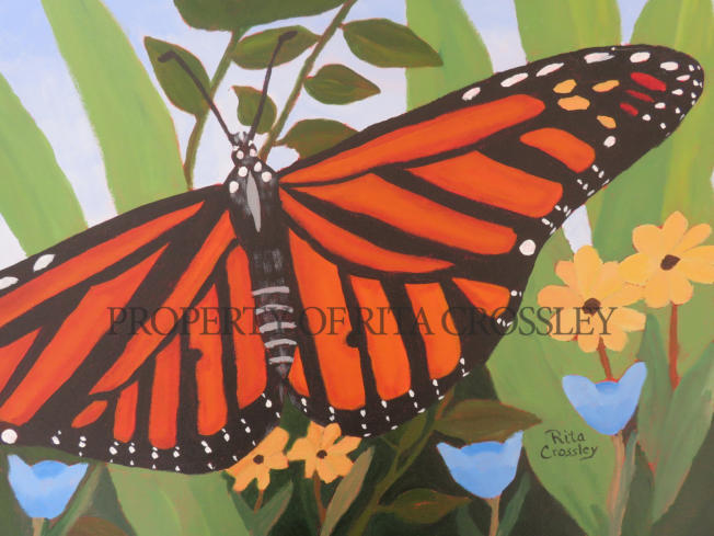 monarch and flowers - by Rita Crossley